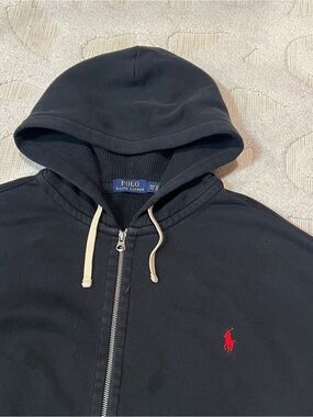 Polo Ralph Lauren Mens 3XLT Thermal Lined Full Zip Heavy Hoodie Black Logo Tall